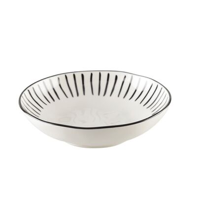 BLACK AND WHITE STRIPED SOUP PLATE
