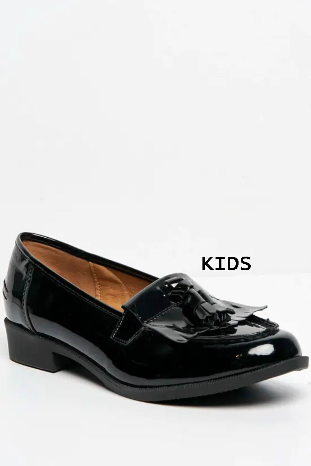Kids Black Patent Tassel Loafers Shoes
