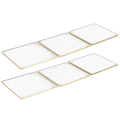 Set 6 dessous de verre carre avec bord dore