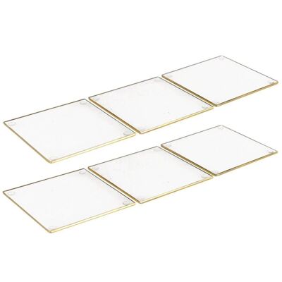 SET 6 SQUARE COASTERS WITH GOLD EDGE