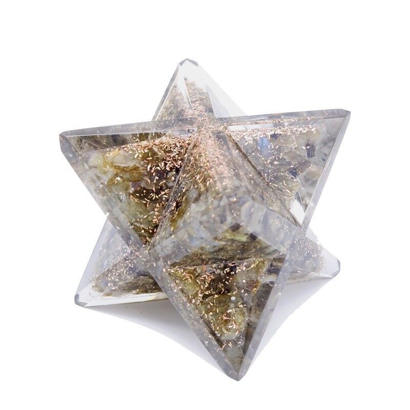 Merkaba Orgonite Labradorite Stars 10 x 6 cm