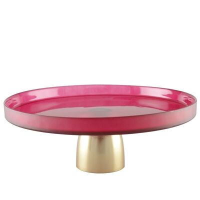RASPBERRY TRAY ON GOLD FOOT 21CM