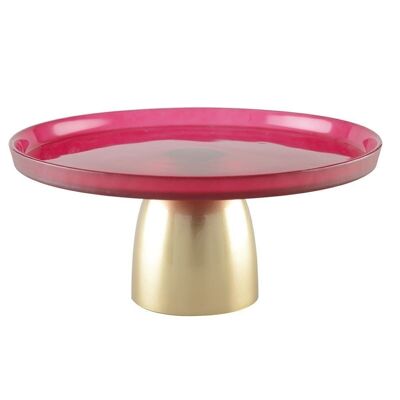 RASPBERRY TRAY ON GOLD FOOT 28CM