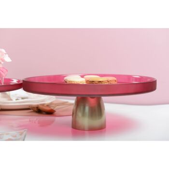 Plateau framboise sur pied dore 28cm 2