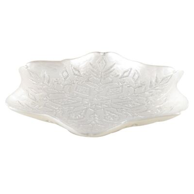 Coupe flocon blanche et grise pailletee 21.5cm