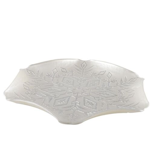 Coupe flocon blanche et grise pailletee 32cm