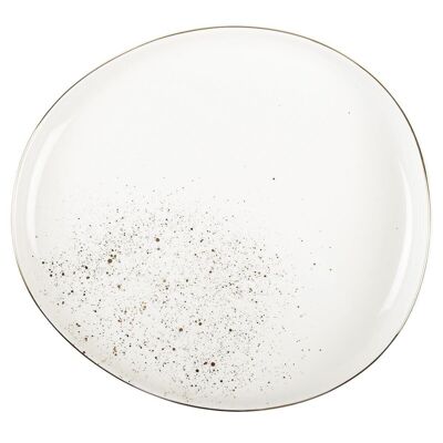 Assiette plate ovale blanche flash or