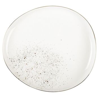 Assiette plate ovale blanche flash or 1