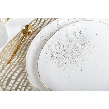 Assiette plate ovale blanche flash or 3