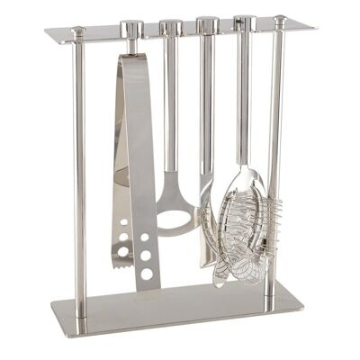 Outils de bar sur support 7 pieces coloris argent