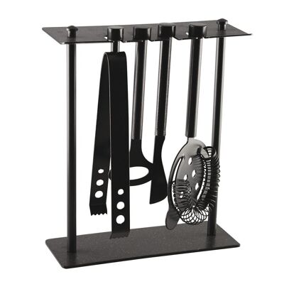 BAR TOOLS ON SUPPORT 7 PIECES BLACK COLOR