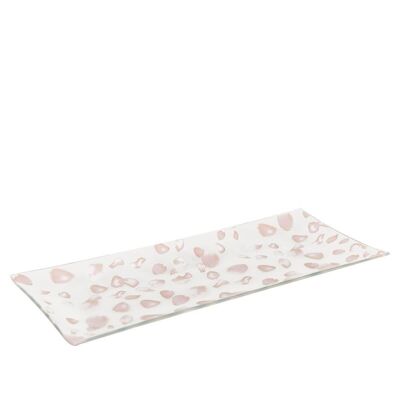 BANDEJA RECTÁNGULO PÉTALO ROSA 36x14CM JUEGO DE 2