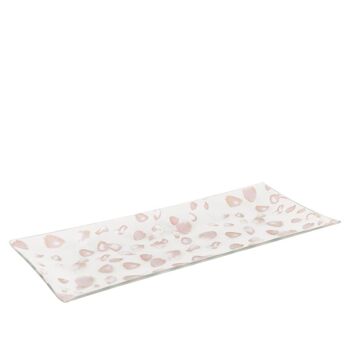 PLATEAU RECTANGLE PETALE DE ROSE 36x14CM SET DE 2 1