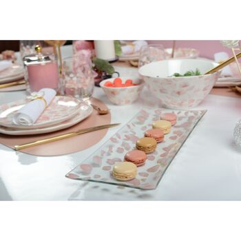 PLATEAU RECTANGLE PETALE DE ROSE 36x14CM SET DE 2 3