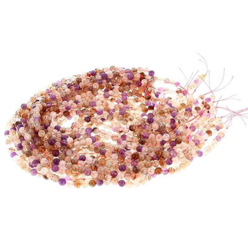 Amethyst, Rutile Quartz and Tourmaline Beads