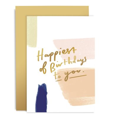 Happiest Of Birthdays Brushwork Card