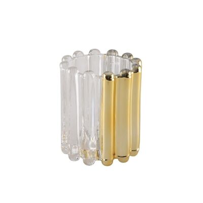 GOLDEN HALF STRIPED CANDLE HOLDER MIN 6 PCS