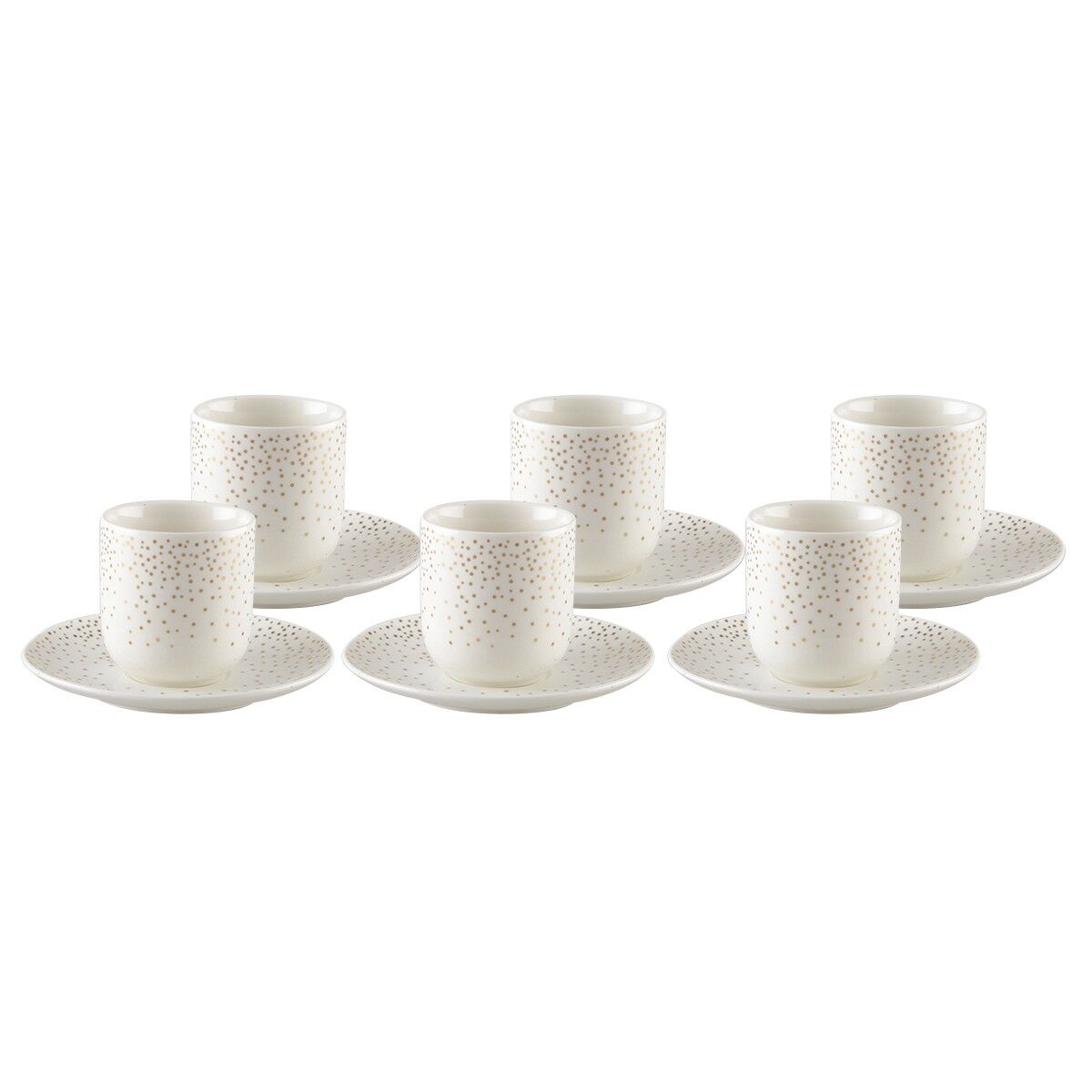 90ml coffee cups with gold plumetis - set of 6