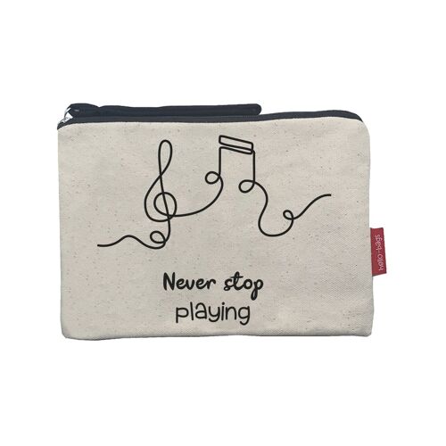 Toiletry Bag / Handbag, 100% Cotton, model "Never stop playing"