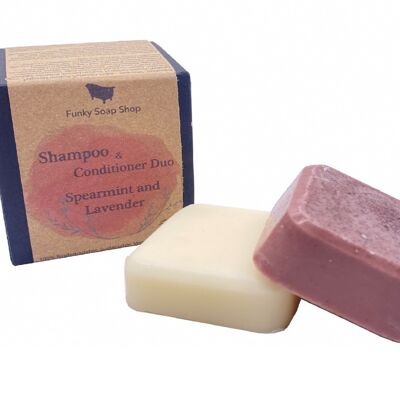Shampoo & Conditioner DUO, Ätherisches Öl aus Grüner Minze und Lavendel, 60g/40g