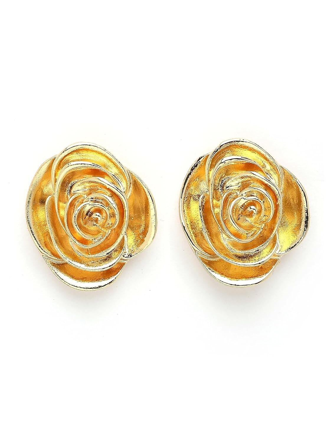 Floral Stud Earrings – Gold Plated Fashion Jewelery – Crafted Design – Pair