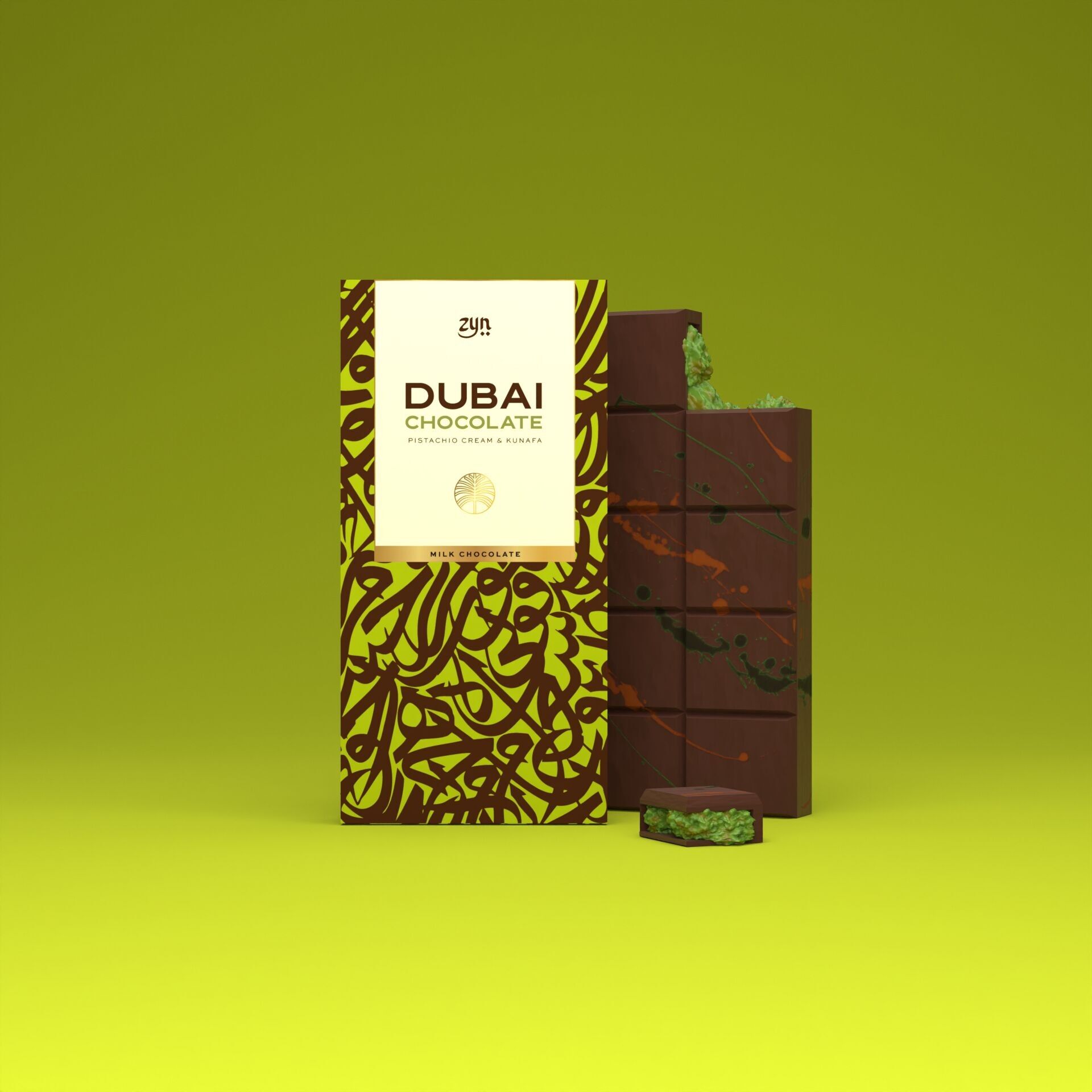 ZYN – Tavoletta di cioccolato di Dubai | Cioccolato Al Latte, Pistacchio E Kunafa 200g | Ricetta originale