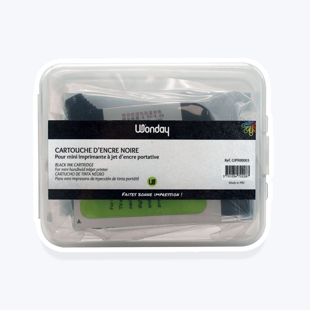 Black ink cartridge for mini portable inkjet printer