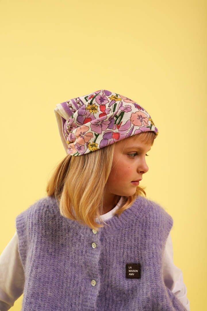 Sciarpa floreale lilla per neonati/bambini