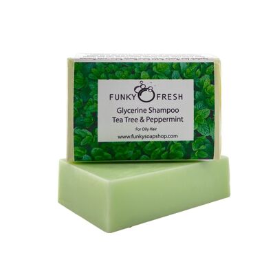 Shampooing à la glycérine, arbre à thé et menthe poivrée pour cheveux gras, 95 g