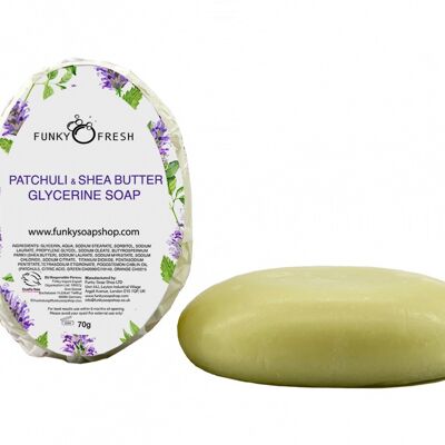 Patchouli & Shea Butter Bar Glycerine Soap, 100% Natural & Handmade, 70g
