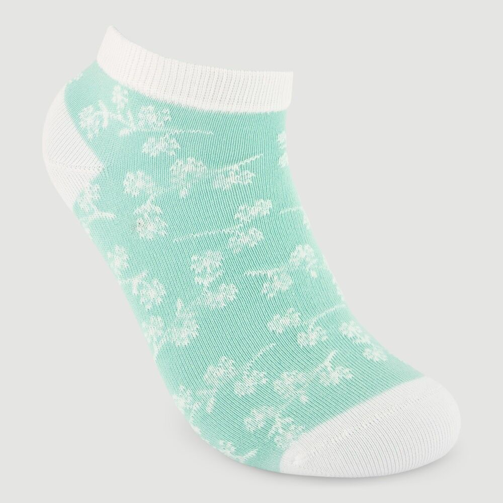 Organic Cotton Ankle Socks with Branches in Blue - Fair Trade Product