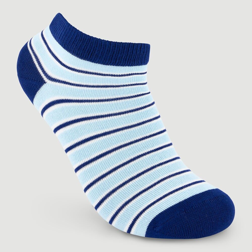 Organic Cotton Striped Blue Ankle Socks - Fair Trade Product