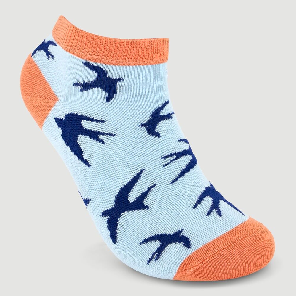 Birds Blue Organic Cotton Ankle Socks - Fair Trade Product