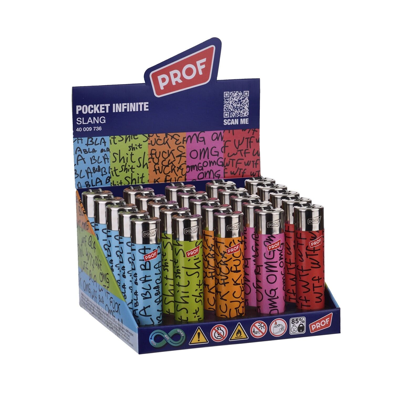 Briquet rechargeable PROF Slang Round Flint