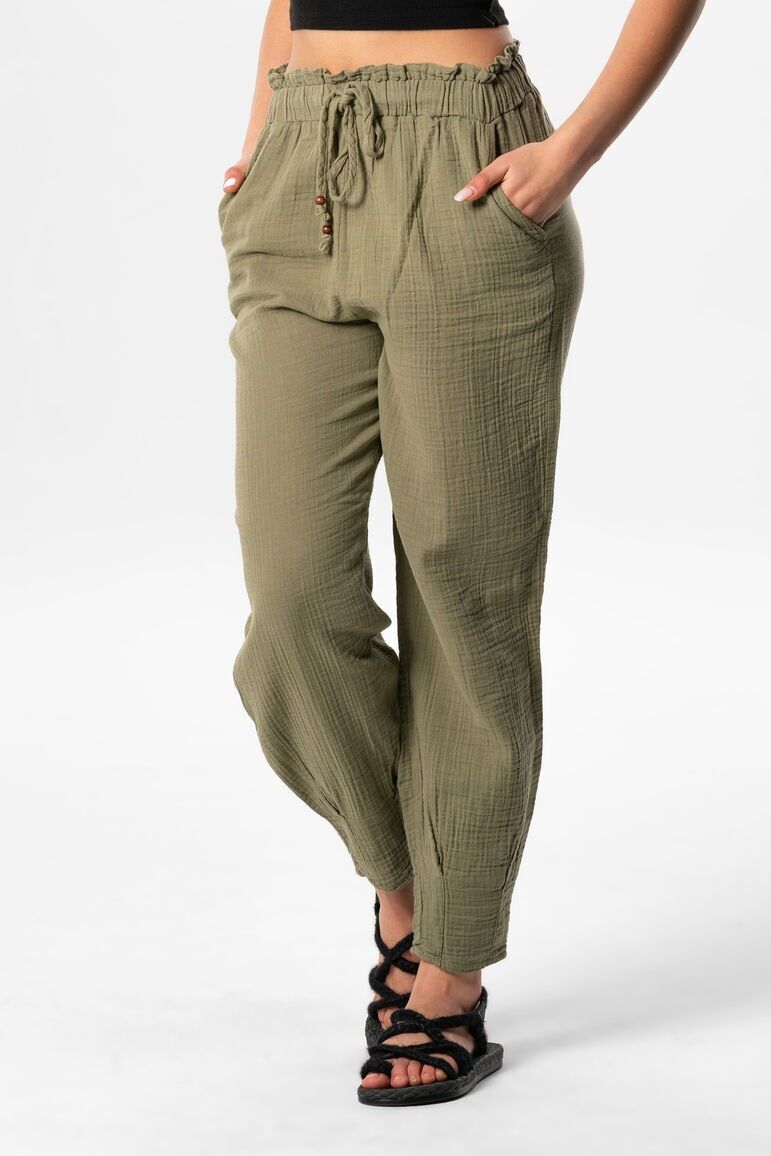 Pantalon carotte en mousseline (151.540.08) ; 100 % coton