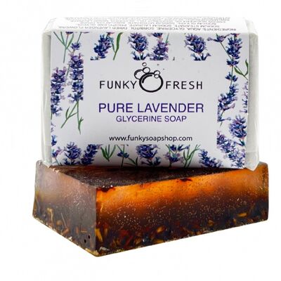 Pure Lavender Glycerine Soap infused with Lavender Flowers, 100% Natural & Handmade, 95g