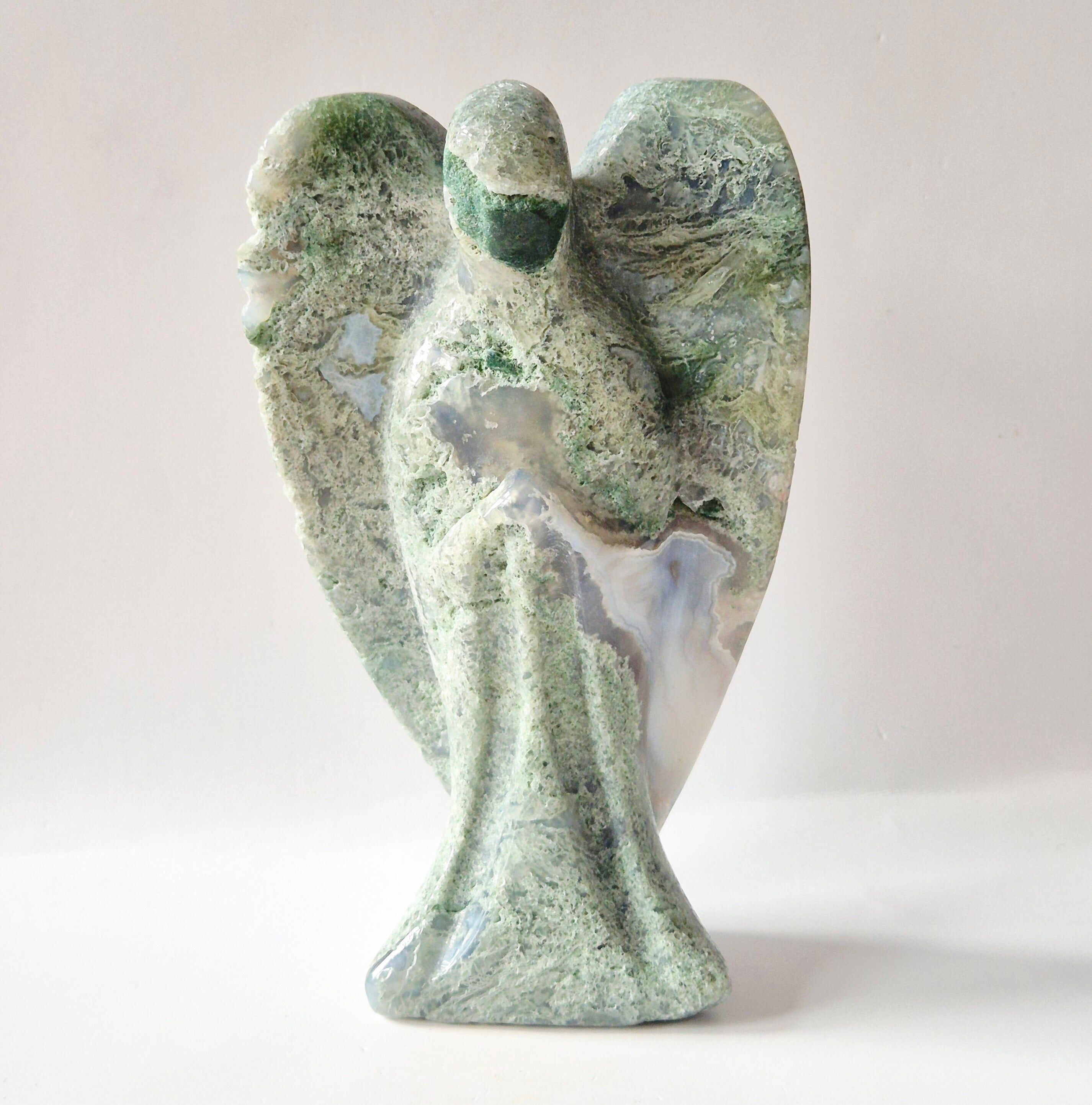 Edelstein Druzy Moosachat Engel – 15 cm | ca.569 Gramm