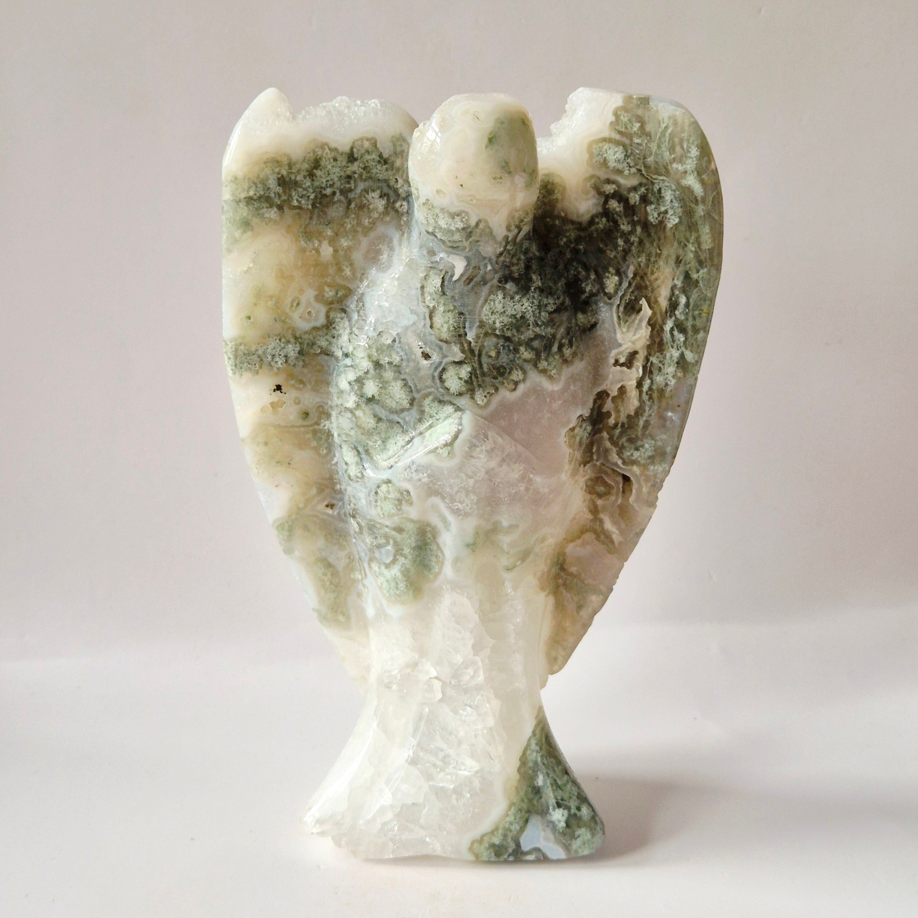 Edelstein Druzy Moosachat Engel – 15 cm | ca.559 Gramm