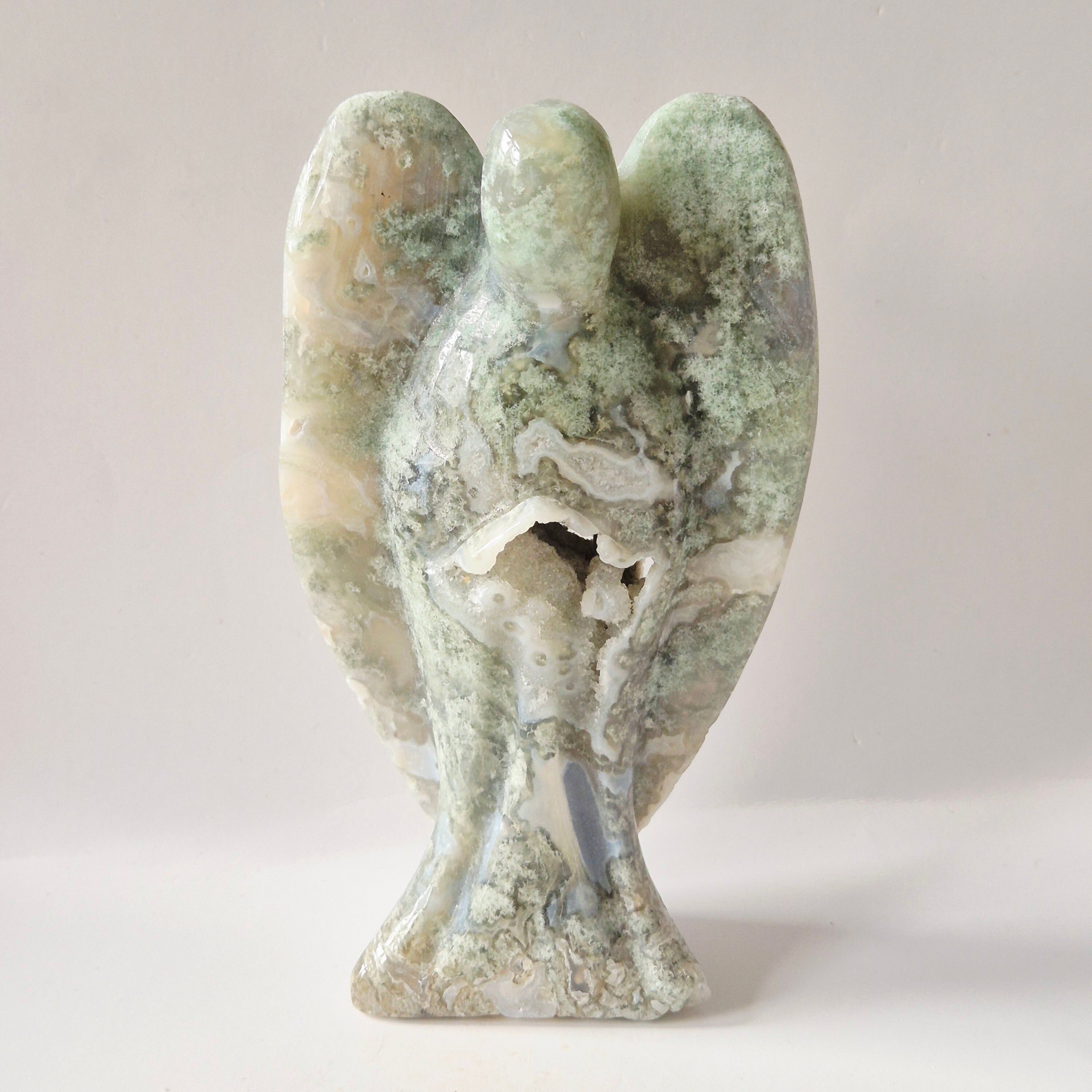 Edelstein Druzy Moosachat Engel – 15 cm | ca.500 Gramm