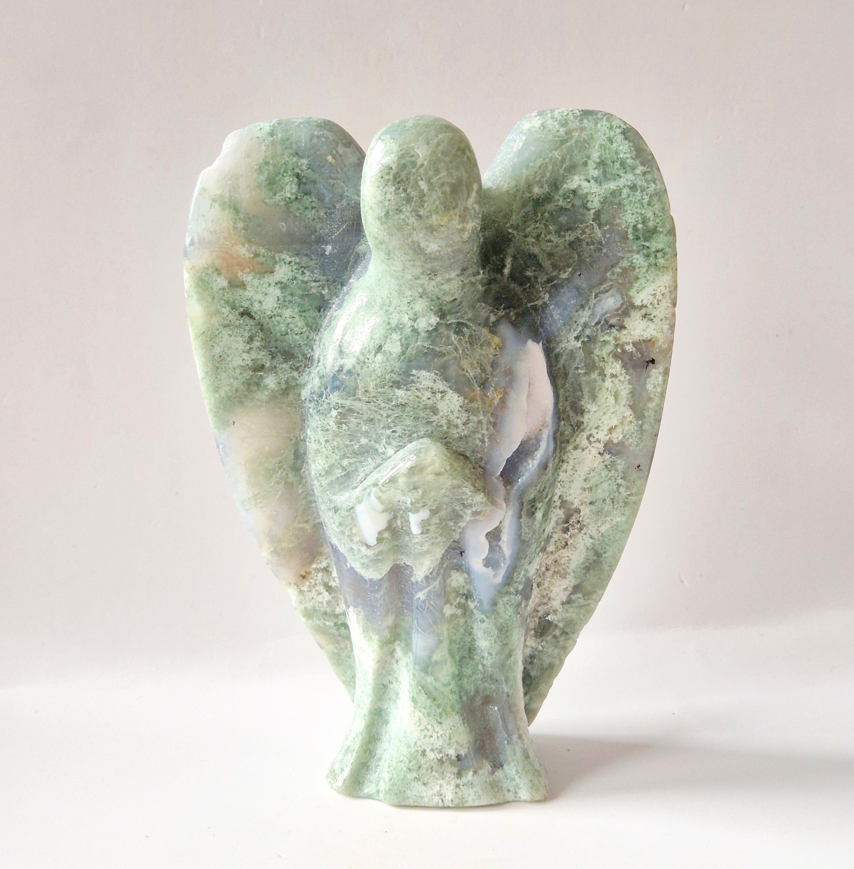 Edelstein Druzy Moosachat Engel – 15 cm | ca.473 Gramm