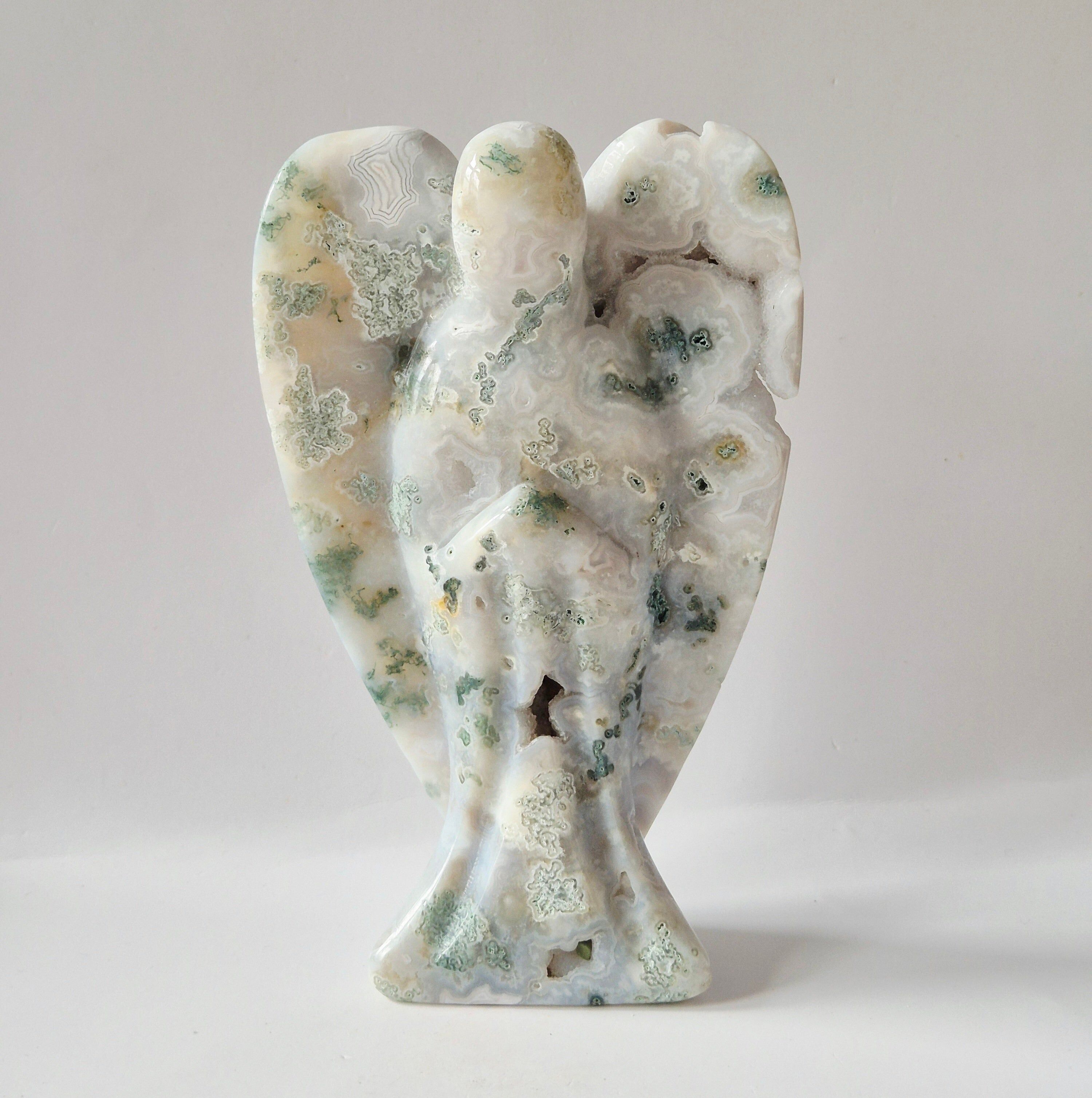 Edelstein Druzy Moosachat Engel – 15 cm | ca.525 Gramm