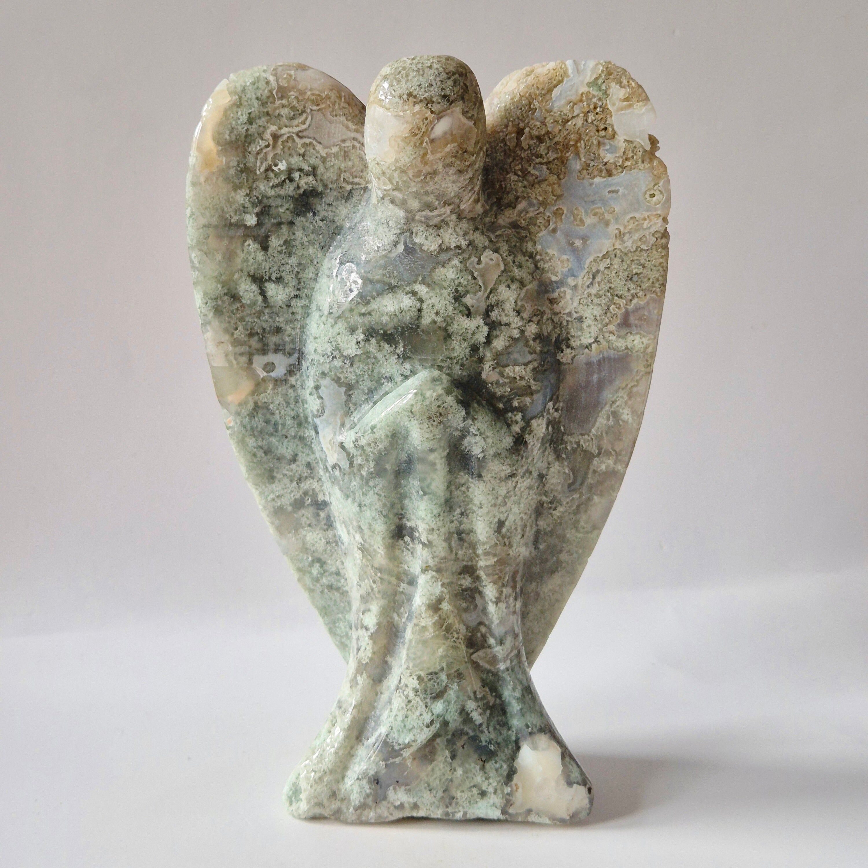 Edelstein Druzy Moosachat Engel – 15 cm | ca.526 Gramm