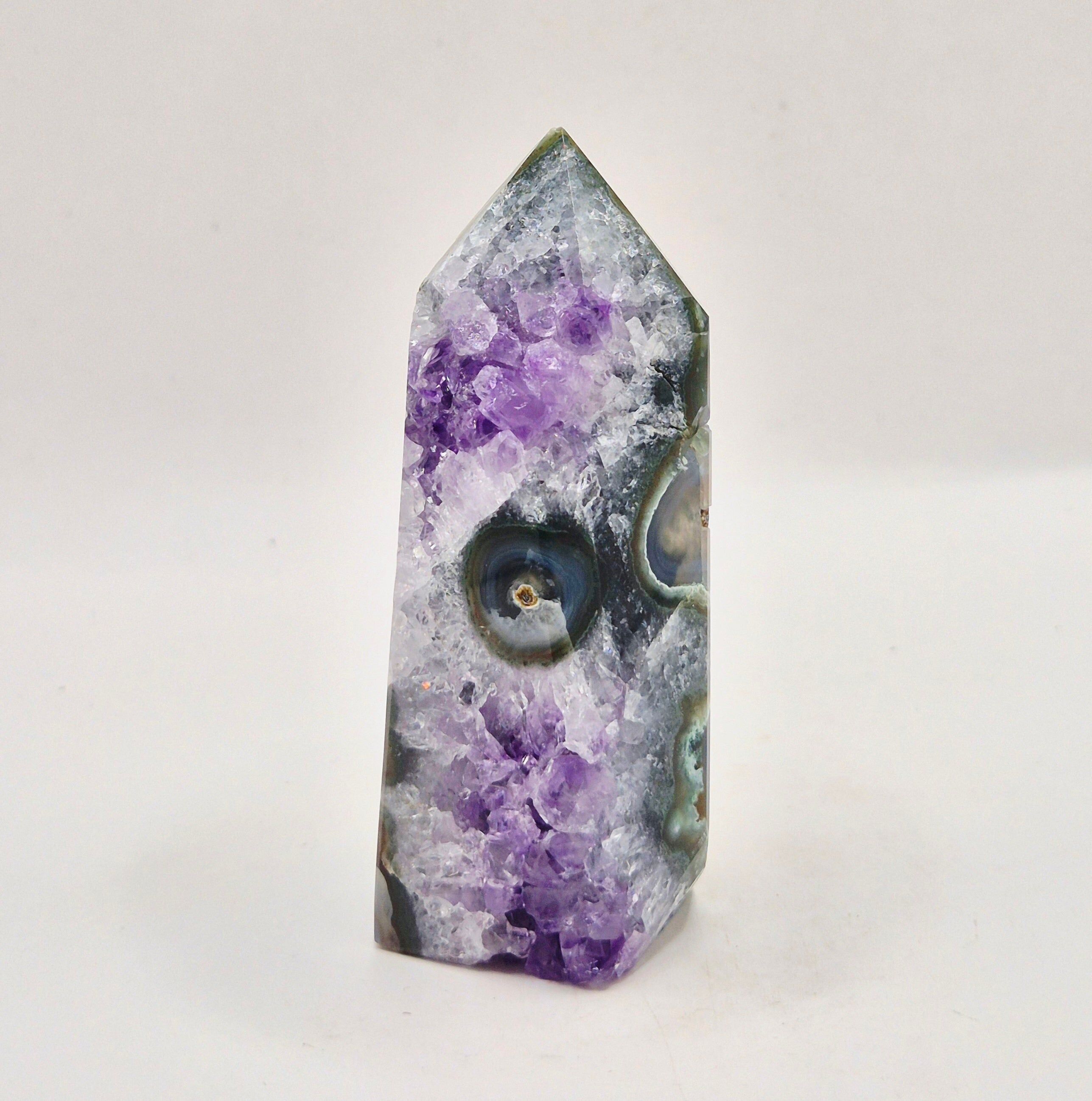 Amethyst-Achat-Spitze Uruguay 97g – Hochwertiger Druzy-Edelstein mit natürlichen Achatbändern