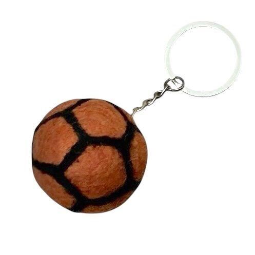 sustainable keychain basketball - bag charm - orange / terra - wool felt - handmade in Nepal