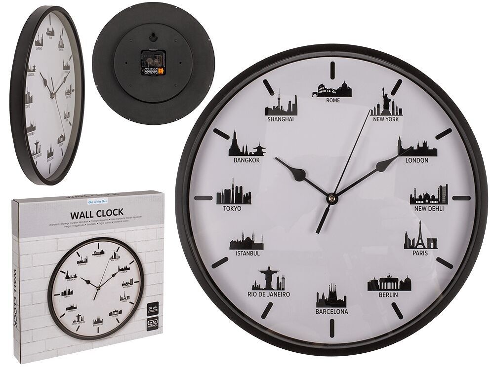 Wall clock, skylines, 30 x 30 x 3.8 cm,