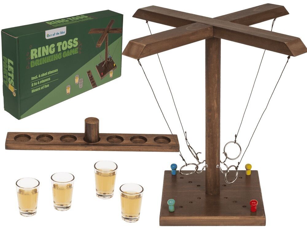 Wooden ring toss drinking game, height: 32.5 cm