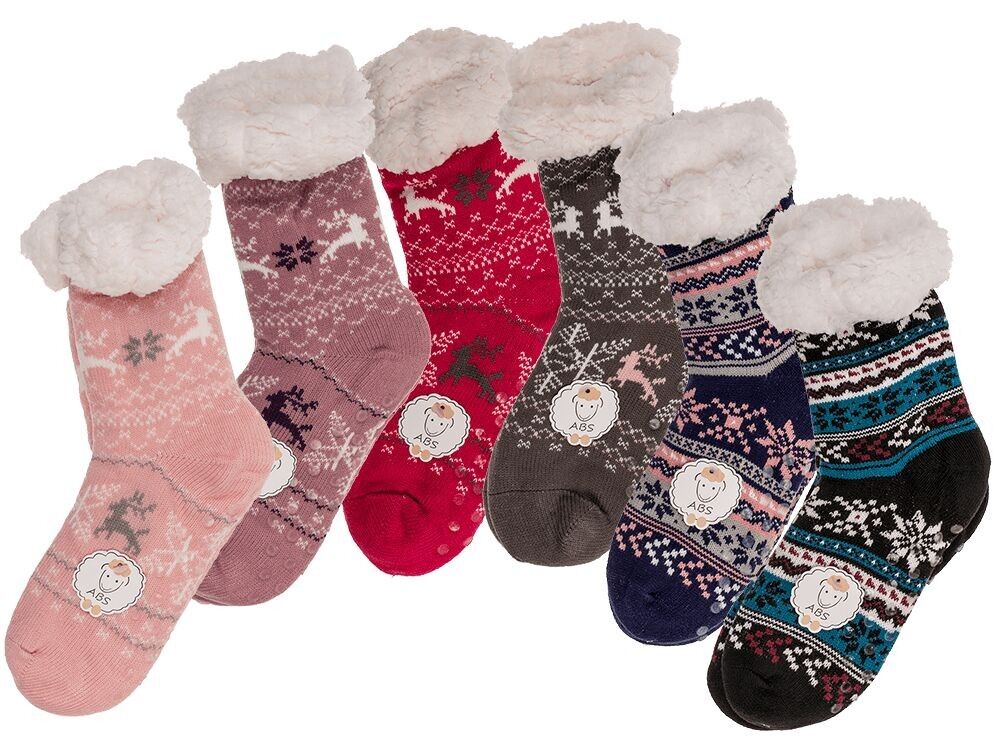 Women's hut socks, reindeer and ice flower,