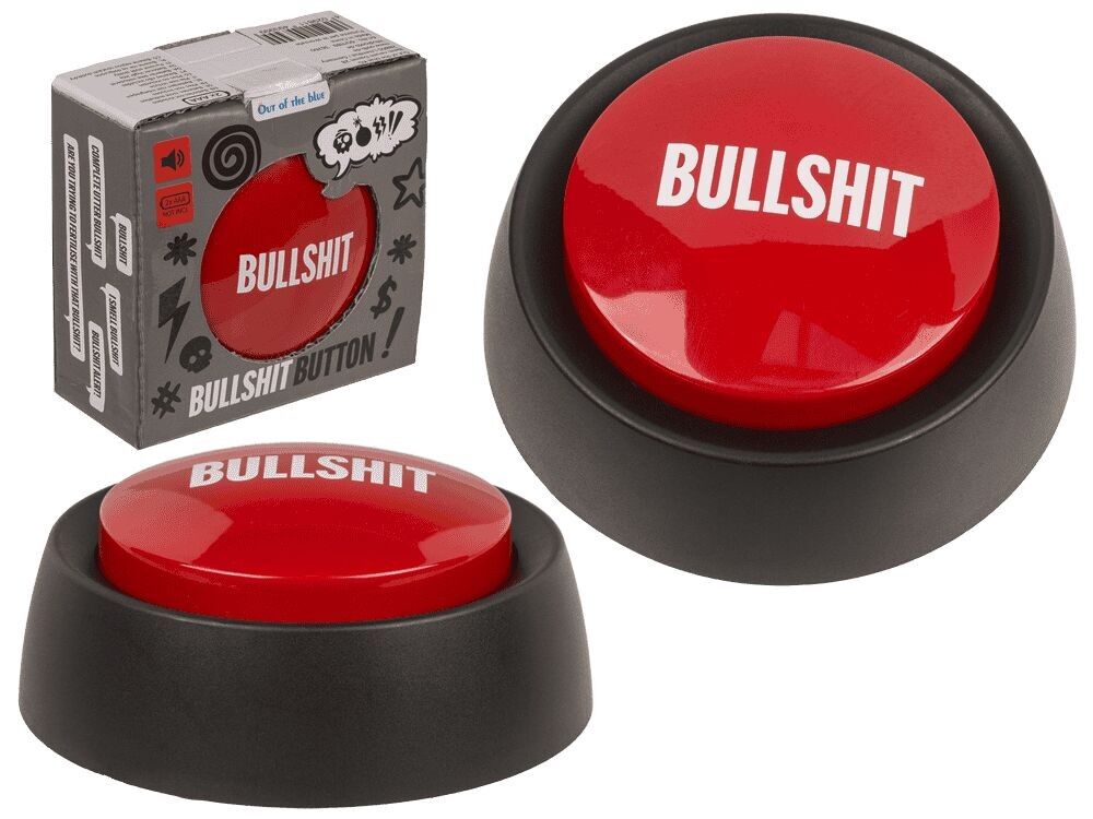 Bullshit button, 9 cm, with 6 sounds,