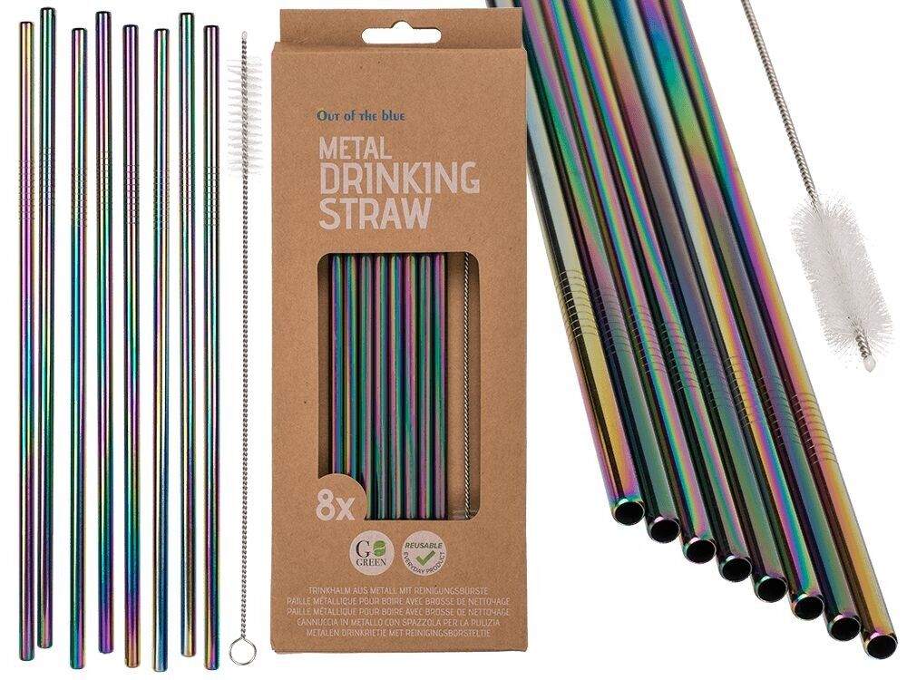 metal drinking straw in rainbow colors,