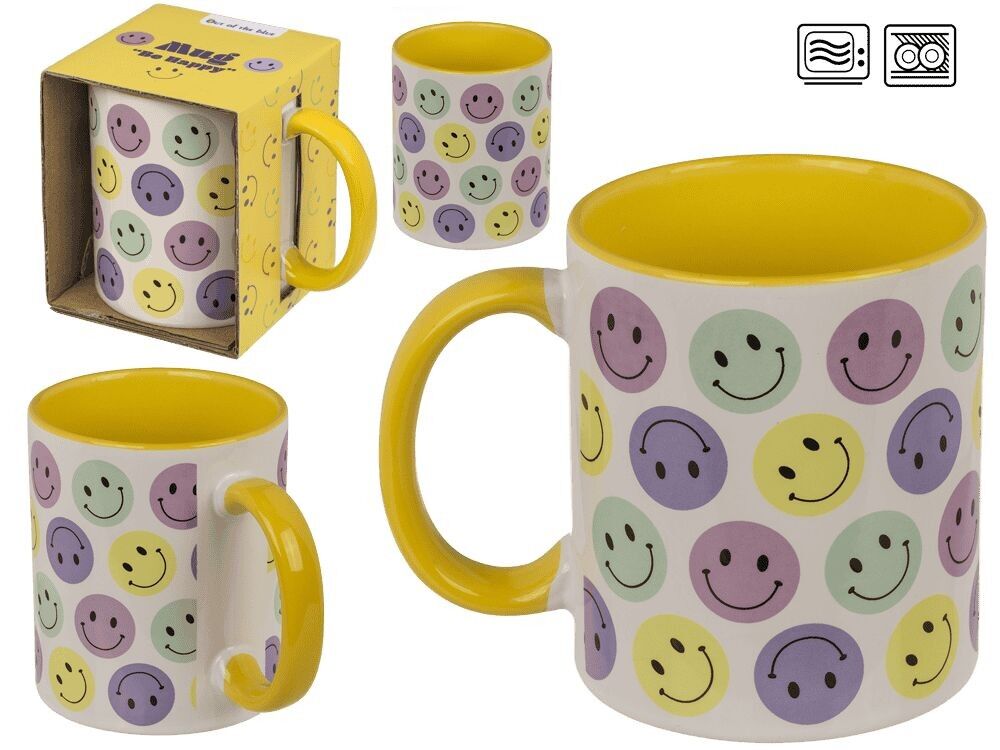 Mug, Be Happy, made of stoneware,
